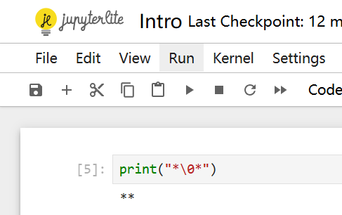 Jupyter Notebook Null Character Screenshot